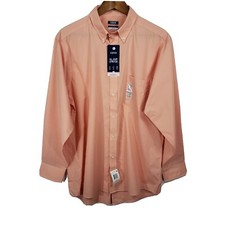 Izod Size Large Mens Peach Button Up Shirt Regular Fit 16-16.5 32/33 New