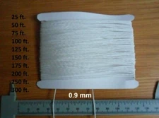 25-300ft 0.9 mm White Lift Pull String Cord for Shades, Honeycomb, Window Blinds