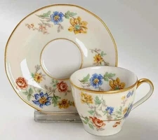 Theodore Haviland Limoges France Flat Demitasse Cup & Saucer Set My Garden