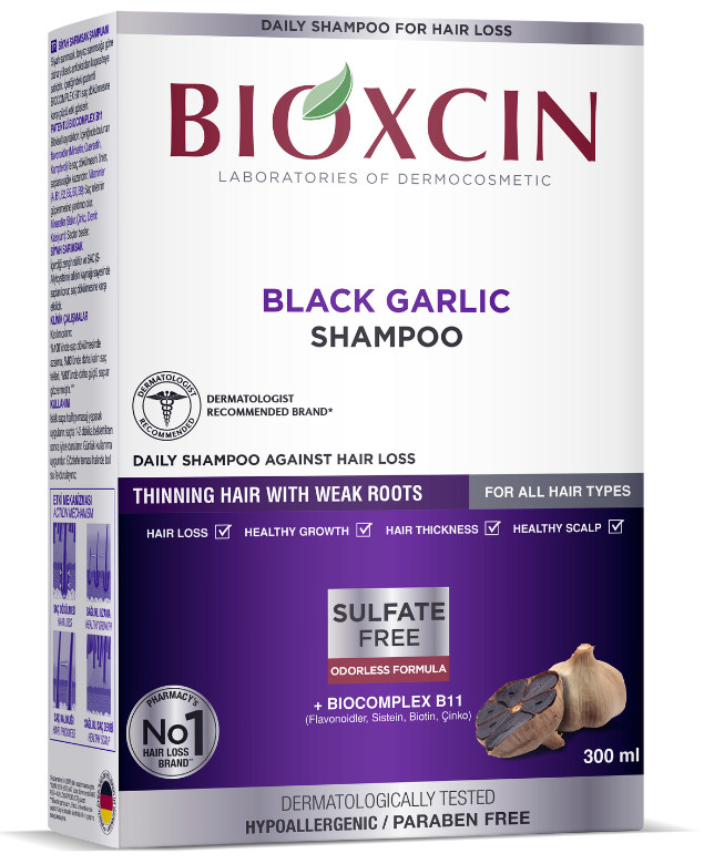 BIOXCIN Hypoallergenic Daily Shampoo Against Hair Loss With Black Garlic 300 ml - Image 3