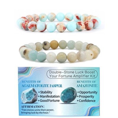 Healing Crystal Bracelets for Women Men 8mm Blue |ite Agalmatolite Jasper N