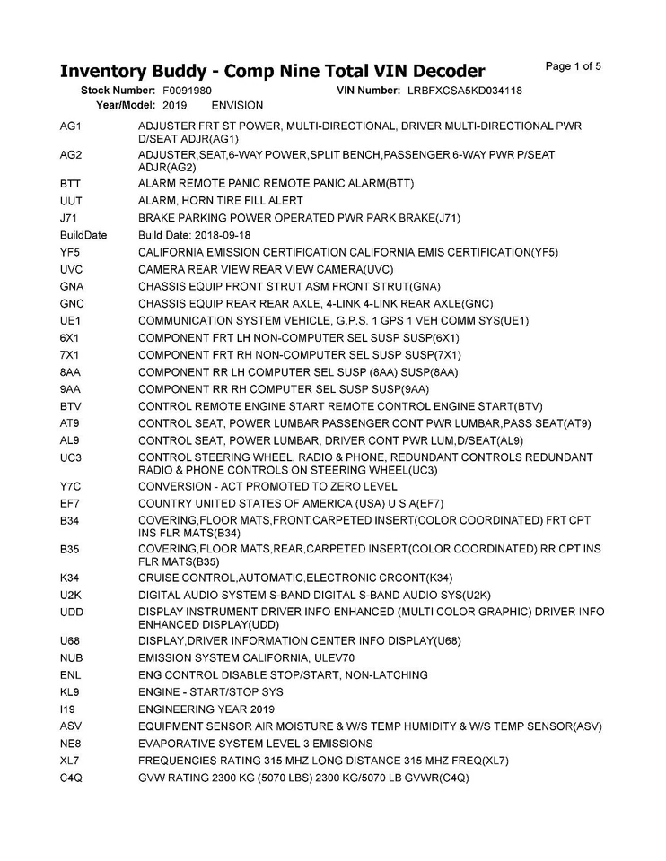 Parasol derecho usado se adapta a: Buick Envision 2019 grado A derecho Foto 3 de 4