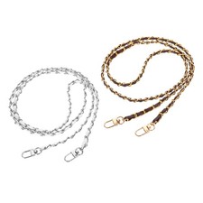 2Pcs 47" Purse Chain Strap with Buckle for Bags White, Silver Brown, Gold 