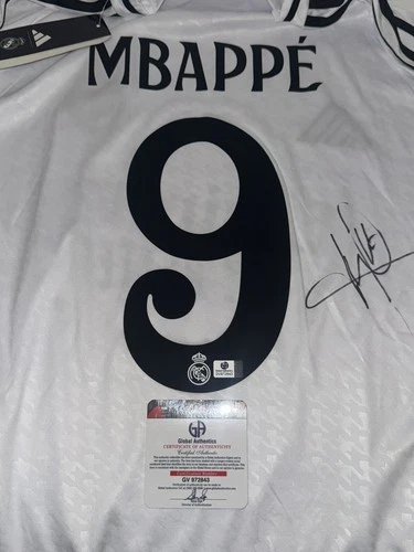 Kylian Mbappe / Autographed Real Madrid Adidas Pro-Style Soccer Jersey XL / COA