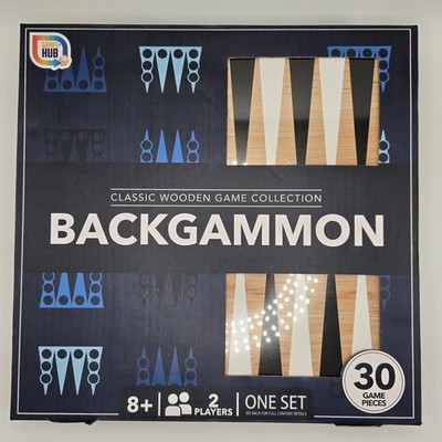 Classic Wooden Game Collection BACKGAMMON 30 Pieces 2 Players 8+ New Sealed