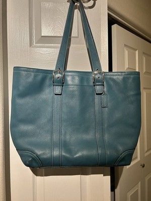 VTG COACH 2007 Hampton 10195 Teal Leather Large Gallery Tote