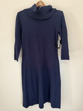 Nine West NWT Elegant Navy Blue Turtleneck Dress in size small