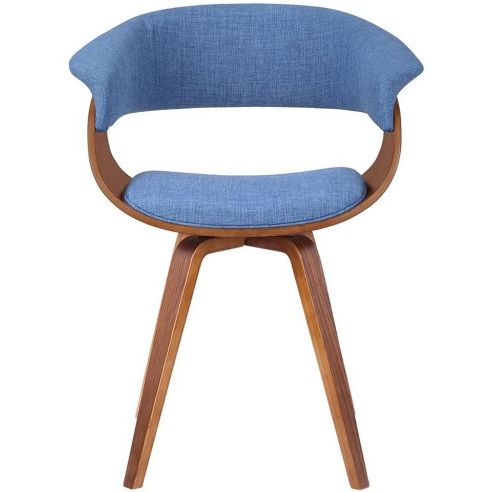 Silla moderna de verano Armen Living de tela y madera en azul/nogal Foto 2 de 4