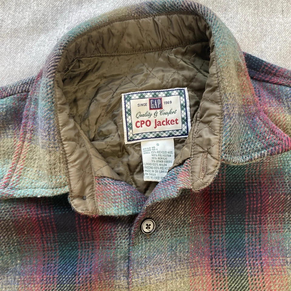 Chaqueta Chamarra Vintage GAP CPO Para Hombre’s S Mezcla de Lana Forrada Acolchada Leñador Cuadros Foto 4 de 4