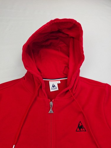 Le Coq Sportif Size Medium Red Men Full Zip Embroidered Chest Logo Cotton Hoodie - Picture 10 of 10