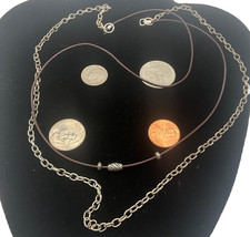 Chain with Three Beads on Strap Necklace Piec...