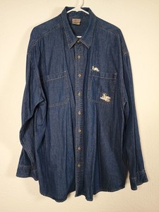 Vtg 90s Disney Store Men's XXL 101  Dalmatians Pongo Denim Button Down Shirt