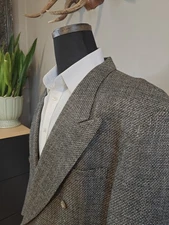 🇺🇲 Vtg Mens 46L Gray Speckled Double Breasted Sports Coat Made In USA