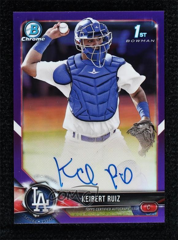 2018 Bowman Chrome Prospect Purple Refractor /250 Keibert Ruiz #CPA-KR Auto 9po