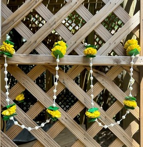 Desi Favors Natural Marigold Garland 5 ft Yellow Green White - 10 pack