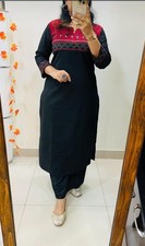 Women Cotton Block Printed Stright Kurti Set Indain Beautiful Tunic Kurta Set