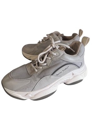 Beau Today gray primium pig suede leather and mesh sneakers size 8.5