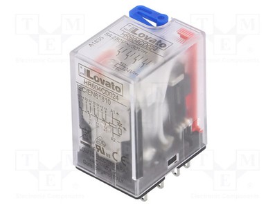 USpule: 24VDC IKontakt max: 5A 4PDT Relais: elektromagnetisch