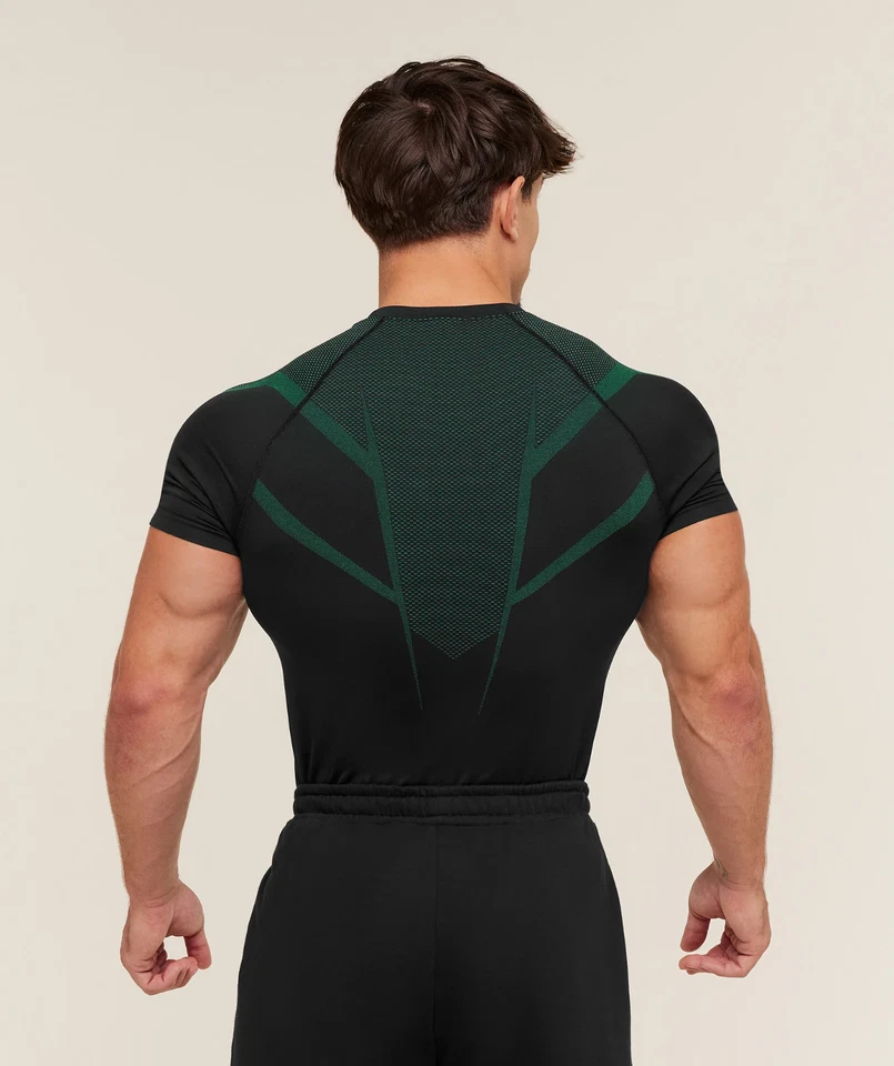 Camiseta sin costuras Gymshark Onyx 5.0/negra/verde elevación/pequeña/mediana/grande Foto 3 de 3