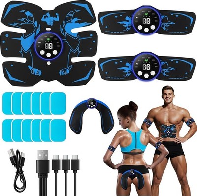 EMS Muskelstimulator Abs Toner mit 8 Modi 29 Intensitäten 4 Pads 12 Gele