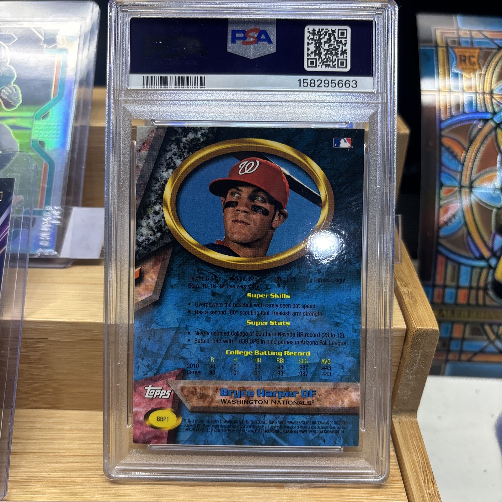 Topps 2011 Bowman's Best Prospects Bryce Harper #BBP1 PSA 9 view 2
