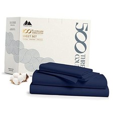 500 Thread Count Cotton Sheets - 4 PC Size Bed Sheet Set Cotton Full Navy Blue