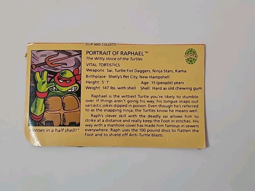 Vtg 1988 TMNT Raphael SOFT HEAD 100% COMPLETE + FILE CARD - GREAT COND Ninja Tur - Picture 9 of 19