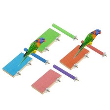 Bird Perch Stand, Wooden Parrot Perch Toy, Paw 6 x 3.15 4 Colors, 4 Pcs 