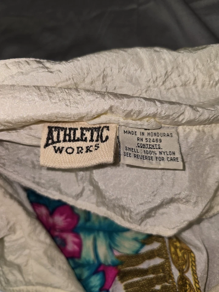 Vintage Athletic Works Jacket Large Floral Nylon Windbreaker Retro 90s Womens - Image 4 of 4