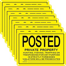 8pcs No Trespassing Signs 10x7" Private Property Aluminum Posted No Hunting Sign