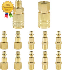 12Pcs Air Coupler and Plug Kit 1/4 Inch NPT Brass Air Hose Fittings Brass Quick