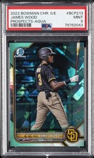 2022 BOWMAN CHROME SAPPHIRE ED PROSPECTS AQUA #BCP213 JAMES WOOD 38/99 PSA 9