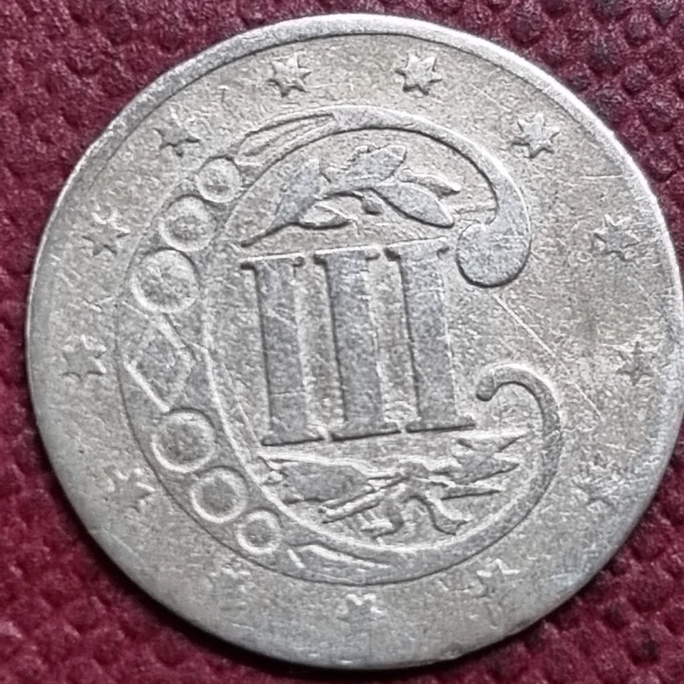 1854 Three Cent Piece 3c Silver Trime Higher Grade XF #96638 - Image 2 of 2