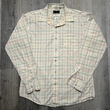 VTG 80s Abercrombie Fitch Mens L Plaid Button Down Long Sleeve Dress Shirt 16
