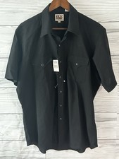 NWT Ely Cattleman Western Pearl Snap Shirt 17 Black Cowboy c428