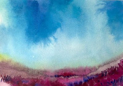 Original watercolor painting «Blue sky» 15x10 cm. By I. Tarasova