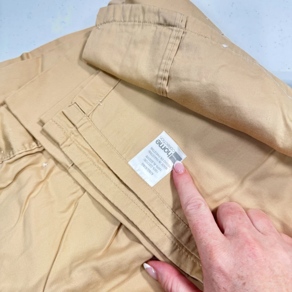 jcpenney king flat sheet cotton solid tan brown modern traditional - Image 3 of 4