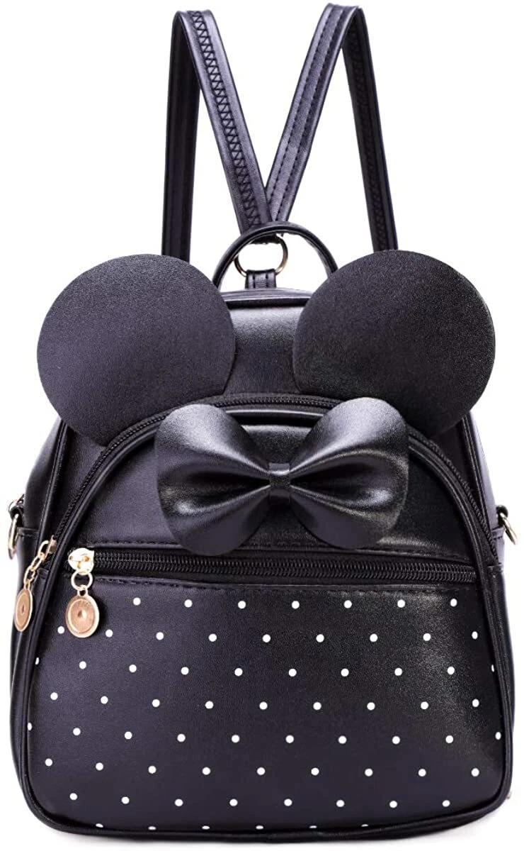 KL928 Girls Bowknot Polka Dot Cute Mini Backpack Small Daypacks Convertible Shoulder Bag Purse for Women