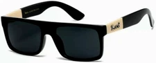 LOCS Flat Top Black Sunglasses Designer Ivory Arms Men Cholo Gangster Square