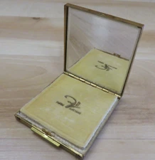 Rare Vintage ZELL FIFTH AVENUE Gold tone Mirrored Makeup Compact Vanity and PUFF