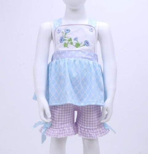 NEW Boutique Girls Flower Tunic Dress & Ruffle Shorts Outfit - Picture 6 of 8