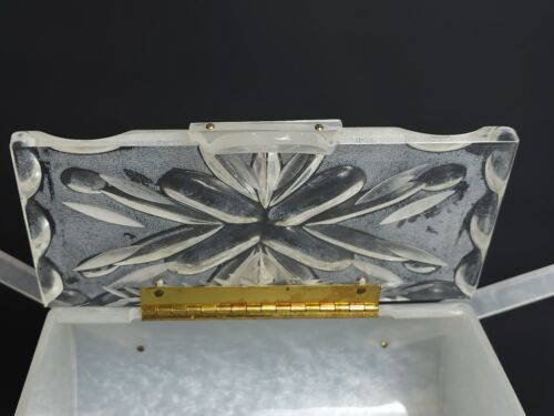 Borsetta scatola botte lucite stile intagliato vintage perla marmorizzata metà secolo LEGGI TUTTO - Foto 12 di 24