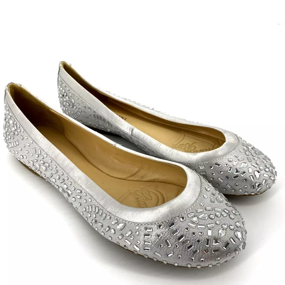 Gianni Bini Silver Sparkle Rhinestone Ballet Flats Wedding Size