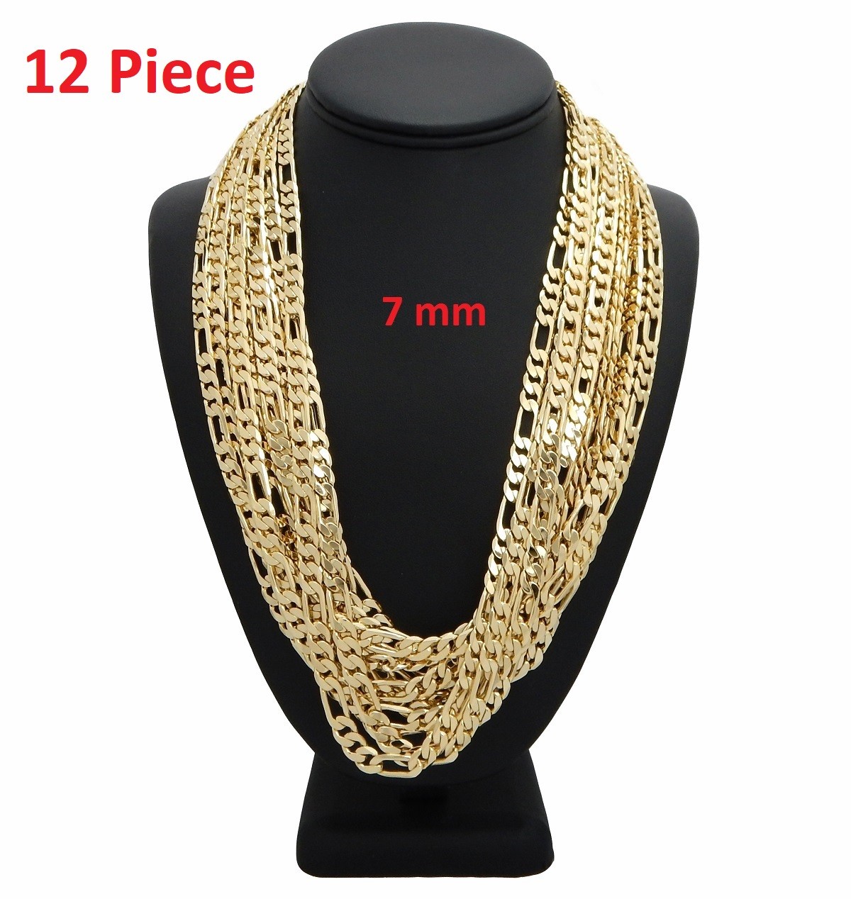 Lotes al por mayor de 12 piezas 7 mm Italiano Figaro 20"" 24"" 30"" acabado dorado