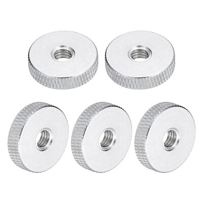 20Pcs Flat Knurled Thumb Nuts, M6x20x5xmm Pass Hole Nut, Aluminum Alloy, Silver