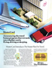 1987 MasterCard: American Airlines, Sheraton, Travel Bonus Vintage Print Ad