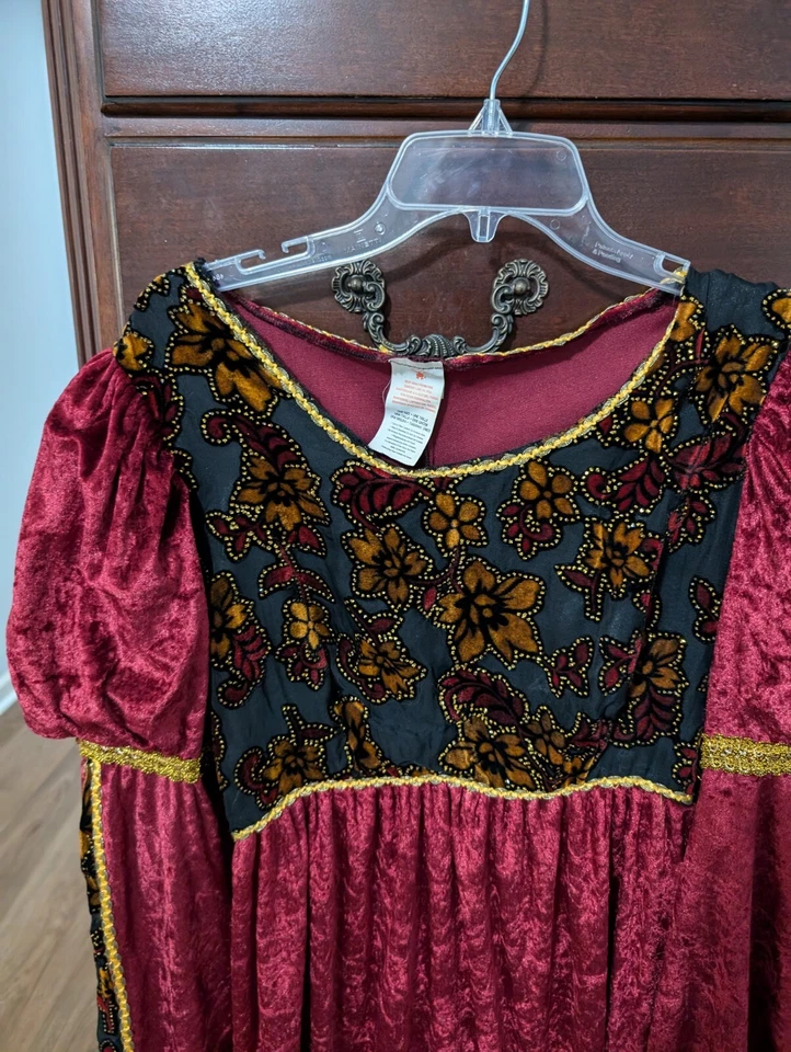 Disfraz Renacimiento Adulto Borgoña Dama En Espera Terciopelo. Talla Única Se Adapta a la mayoría... Foto 2 de 4