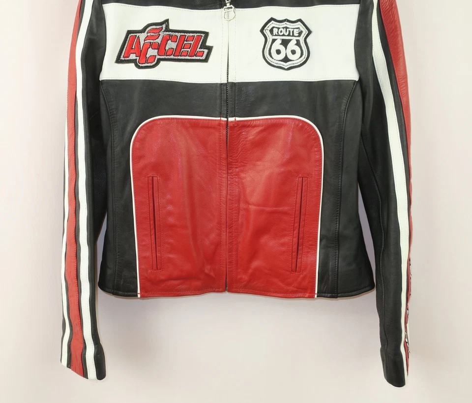 ROUTE 66 WOMENS LEATHER BIKER MOTORCYCLE JACKET size S - Image 3 of 4