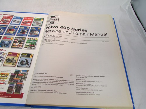 Volvo 440 460 480 1987 Thru 1992 Haynes Service Repair Manual 1691 - Bild 8 von 8