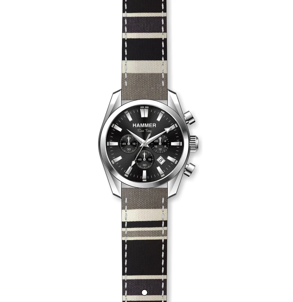 HAMMER SAINT TROPEZ H598 Chrono Genuine Leather Colorful Fabric Men's Watch - Image 4 of 4